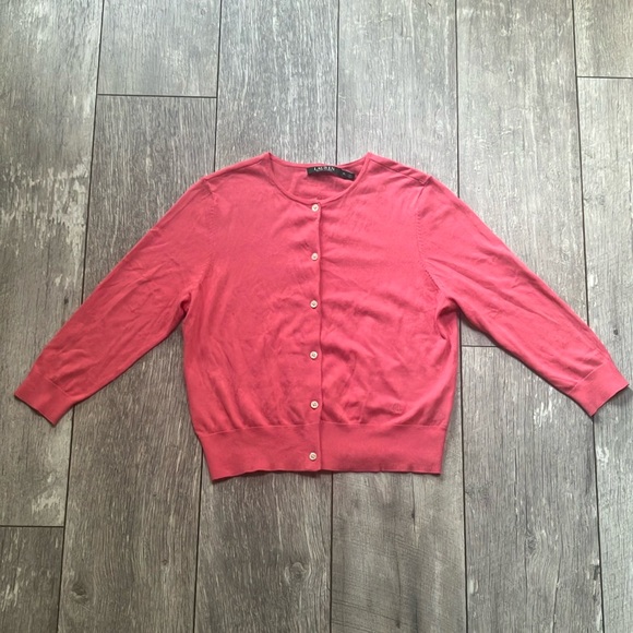 LAUREN BY RALPH LAUREN PINK CARDIGAN - Picture 1 of 6